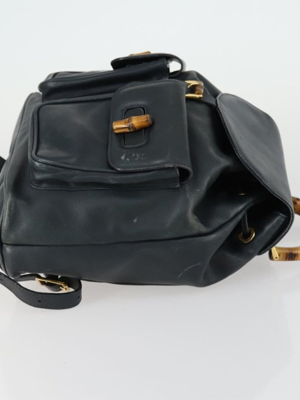 GUCCI Bamboo Backpack Leather Black Gold 003 2058 0016 Auth 156418 - Picture 5 of 16